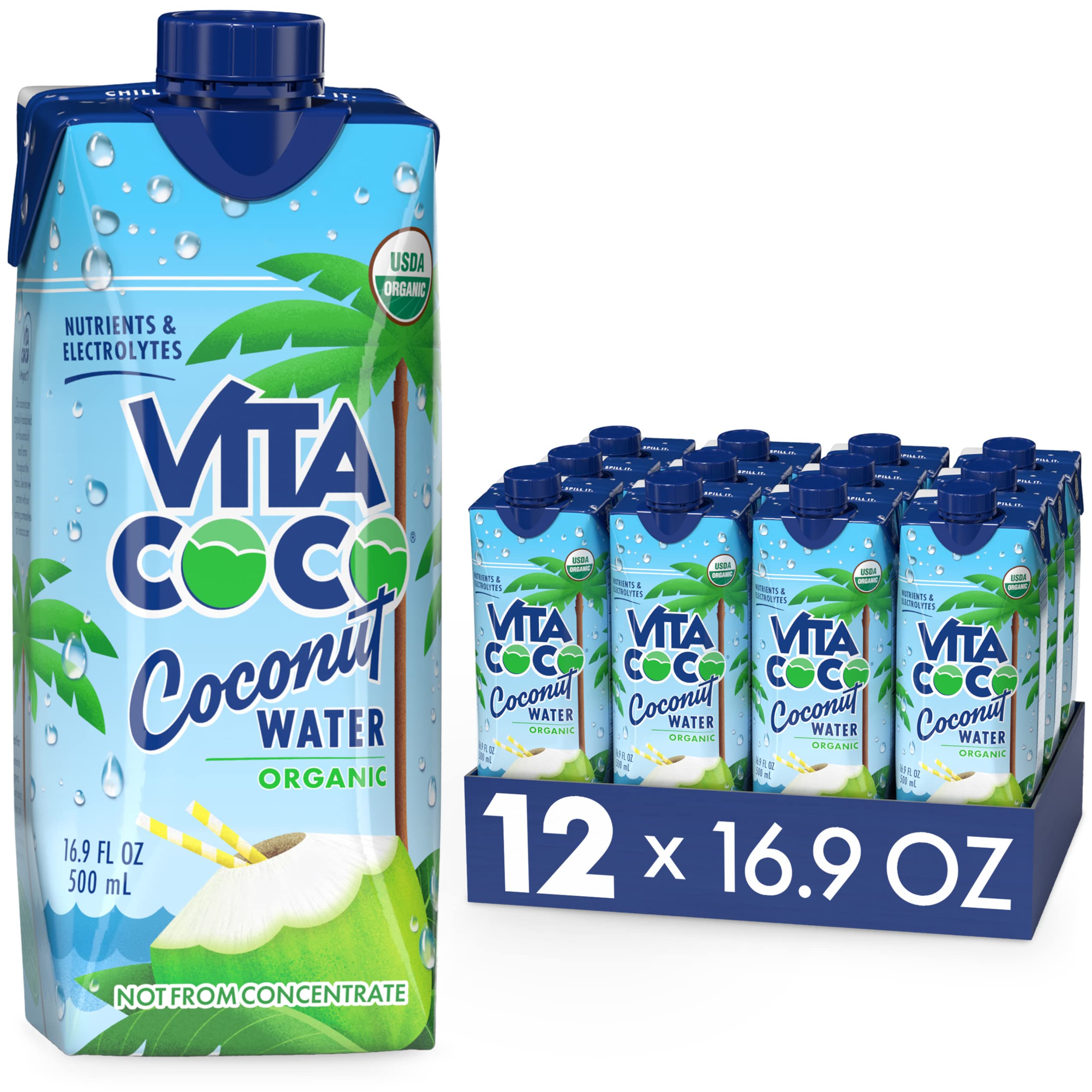 Greet and Deal Coconut Electrolyte Water, Coconut Flavor, 16.9 fl oz Bottle, Non-Alcoholic